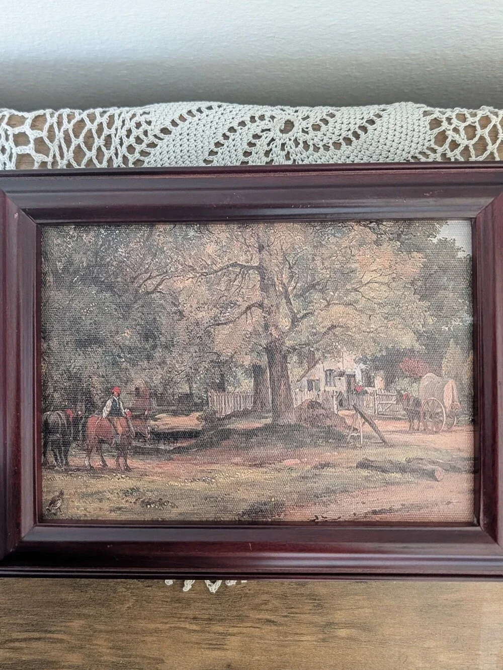 Framed Farmhouse Scene  Canvas Print Fall Decor Neutral Tones